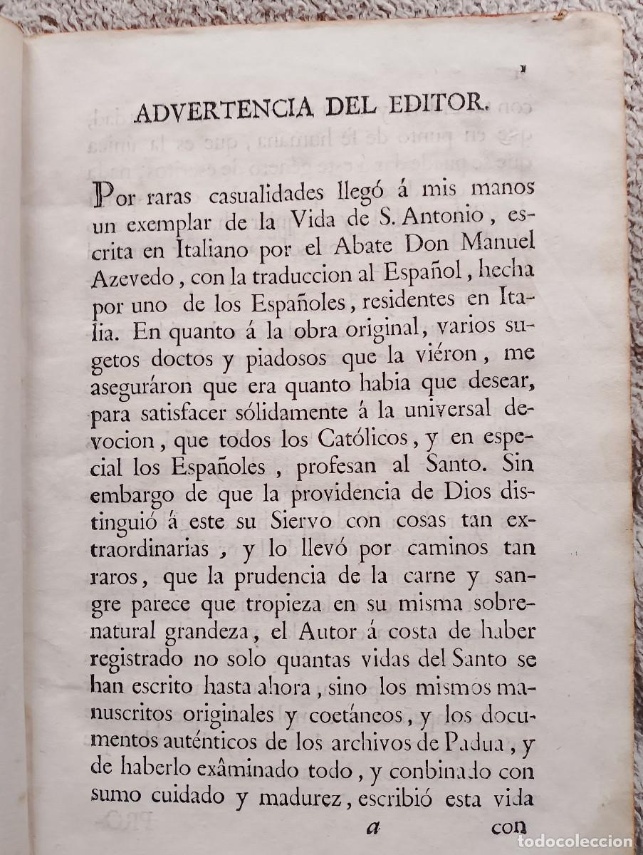 Libros: Antiguo libro &rdquo;VIDA DE SAN ANTONIO DE PADUA&rdquo; a&ntilde;o 1790 - Foto 4