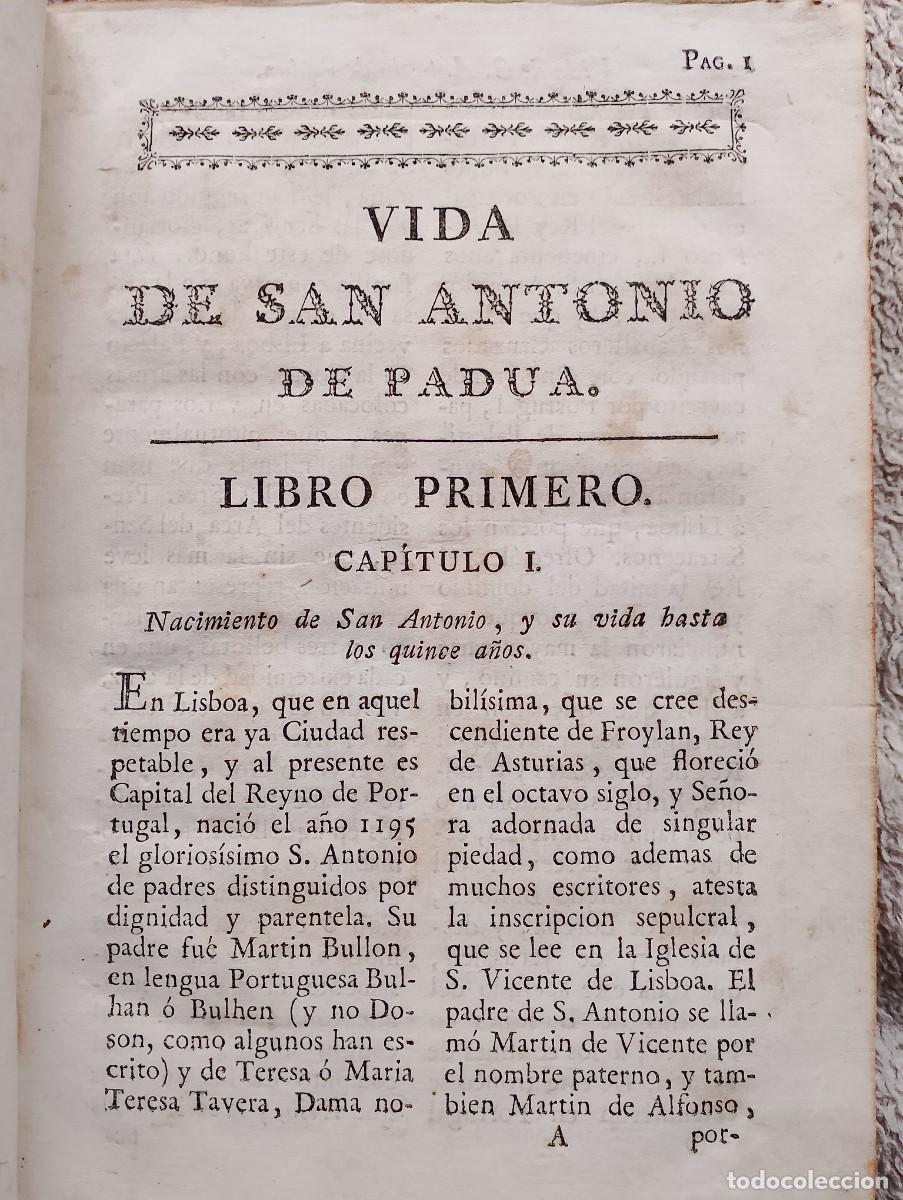 Libros: Antiguo libro &rdquo;VIDA DE SAN ANTONIO DE PADUA&rdquo; a&ntilde;o 1790 - Foto 6