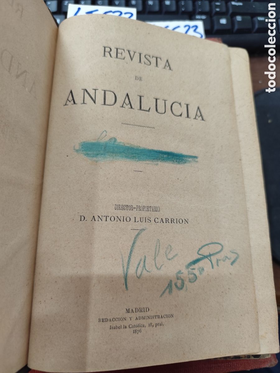 Livres: REVISTA DE ANDALUCIA. Tomo VI. 10 de Octubre 1876 a 25 Diciembre 1876 - CARRION,Antonio Luis (Direct