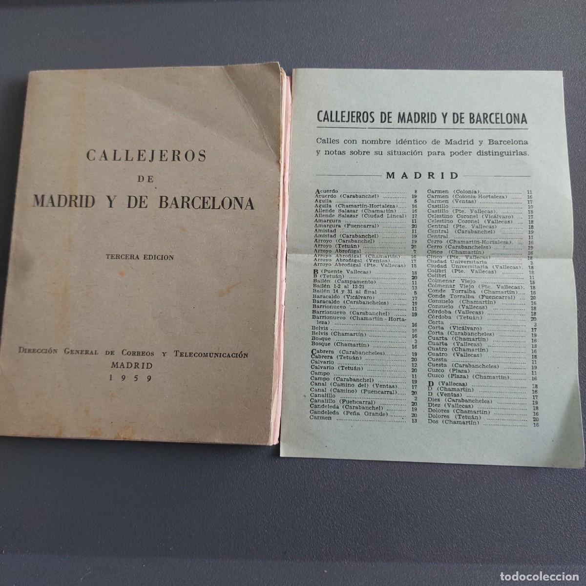 Livres: Callejeros de Madrid y Barcelona - Direcci&oacute;n general de correos y telecomunicaci&oacute;n - 1959