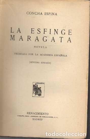 Libros: LA ESFINGE MARAGATA. NOVELA. - ESPINA, Concha. - Foto 1