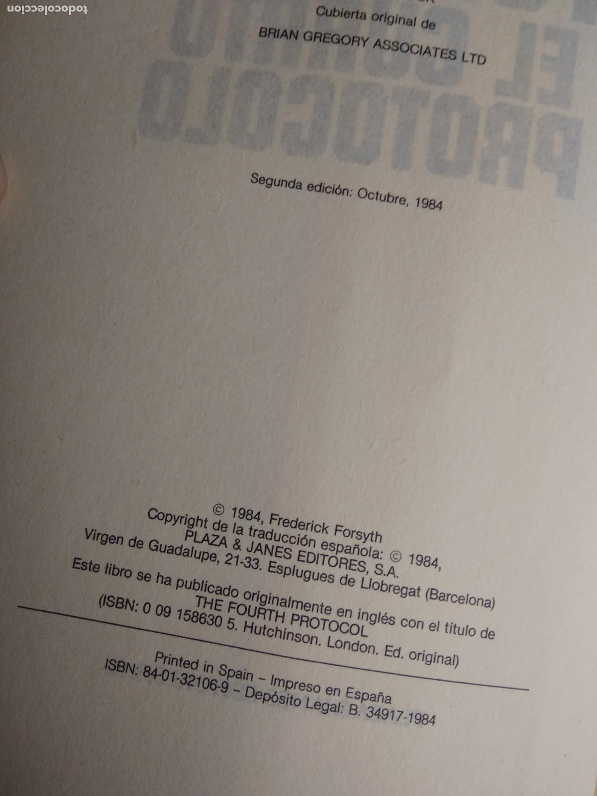 Libros: El cuarto protocolo Frederick Forsyth L.12229-519 - Foto 2