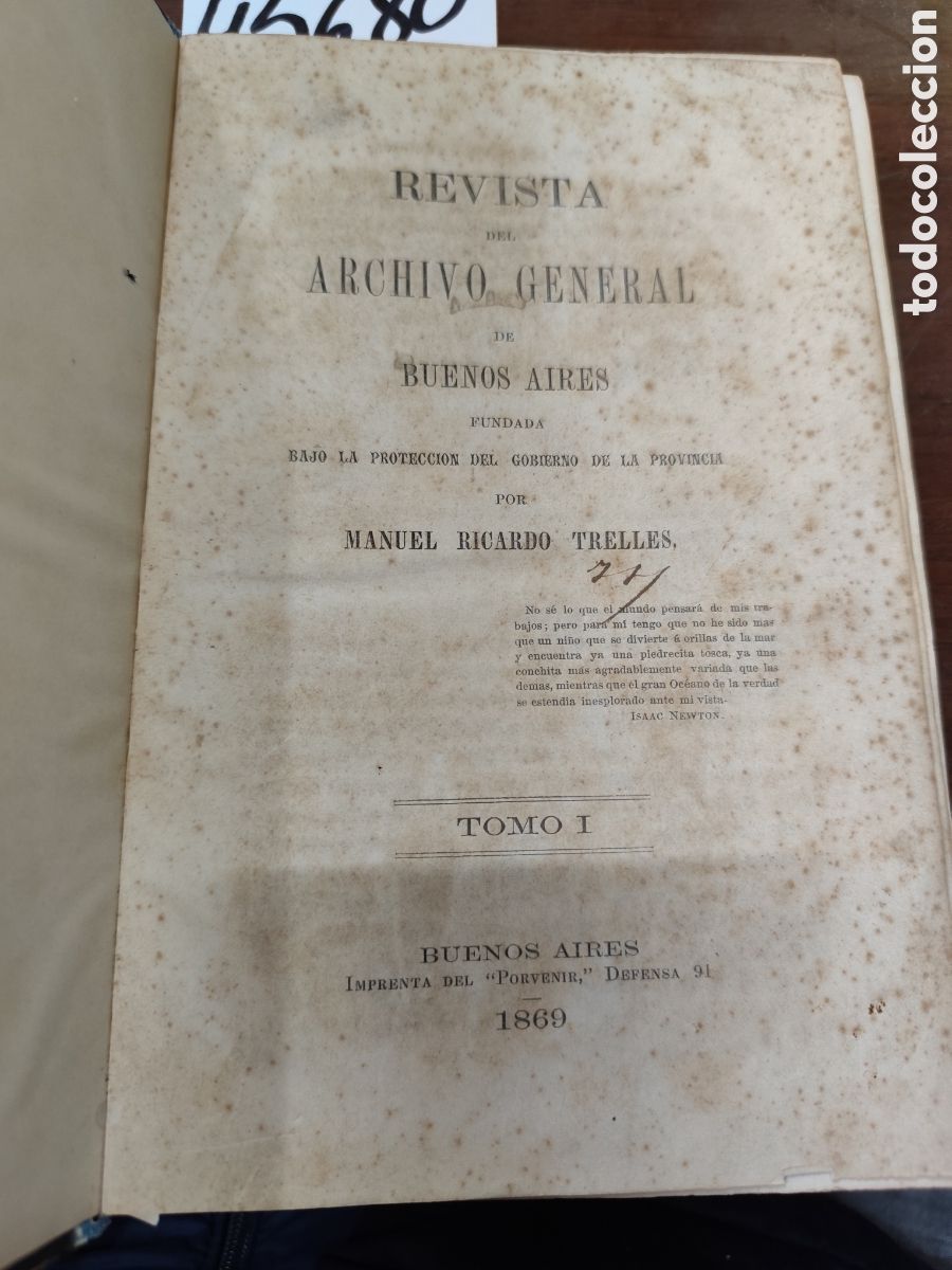 books: REVISTA DEL ARCHIVO GENERAL DE BUENOS AIRES. Tomo I. 1869
