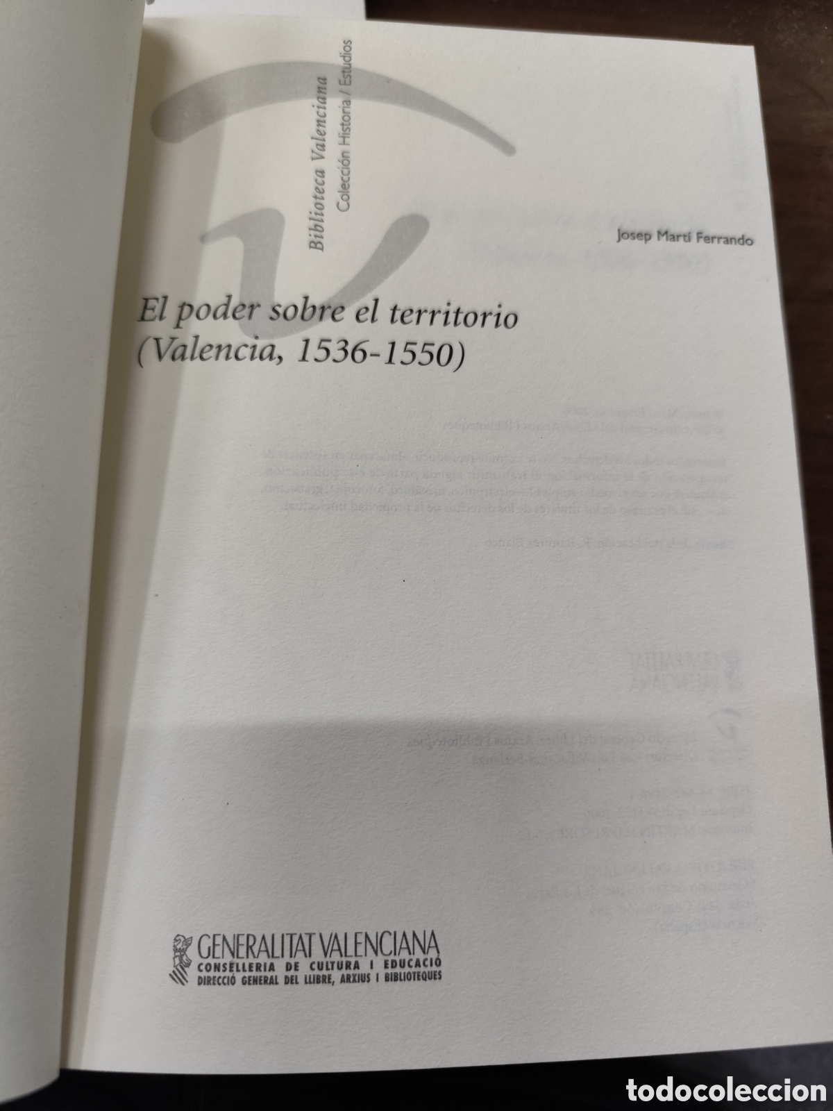 Libros: EL PODER SOBRE EL TERRITORIO. Valencia,1536-1550 - MARTI FERRANDO,Josep - Foto 4
