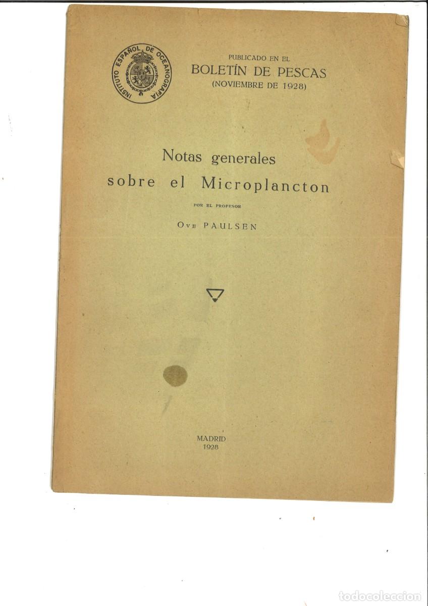 Libros: NOTAS GENERALES SOBRE EL MICROPLANCTON. Ove Paulsen - Foto 1