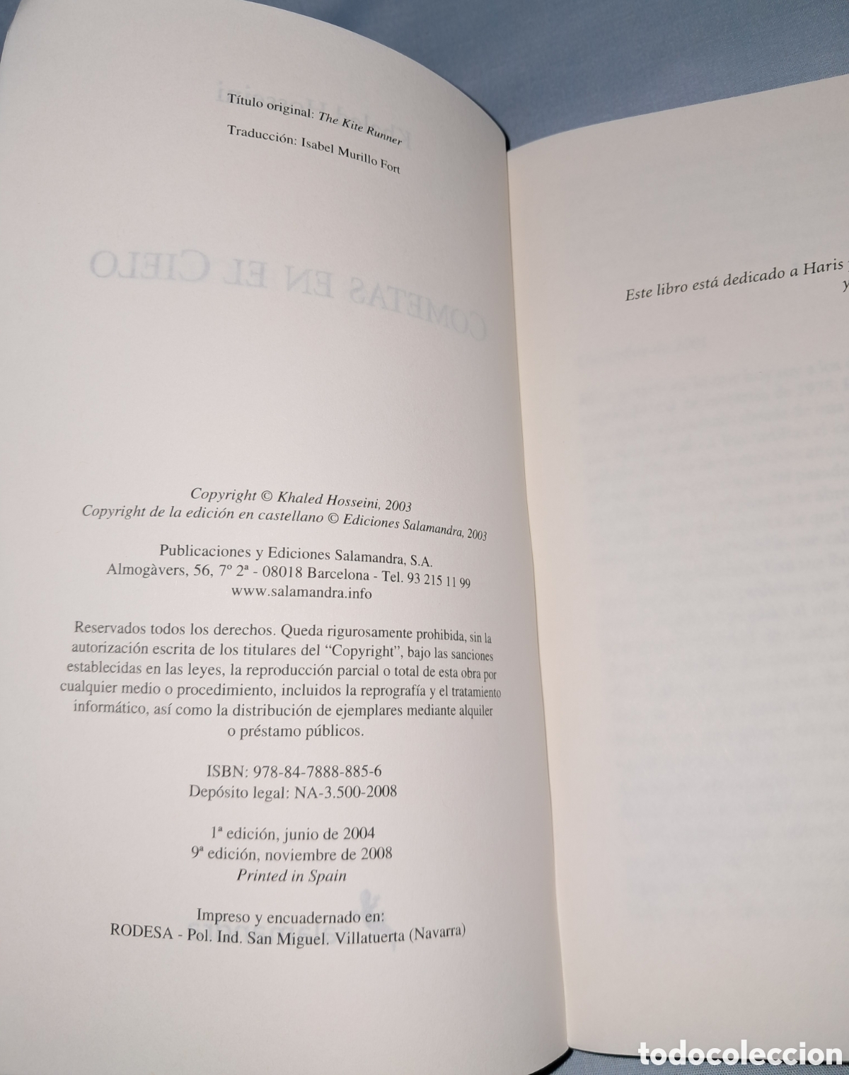Libros: COMETAS EN EL CIELO, KHALED HOSSEINI, EDICIONES SALAMANDRA 2003 - Foto 3