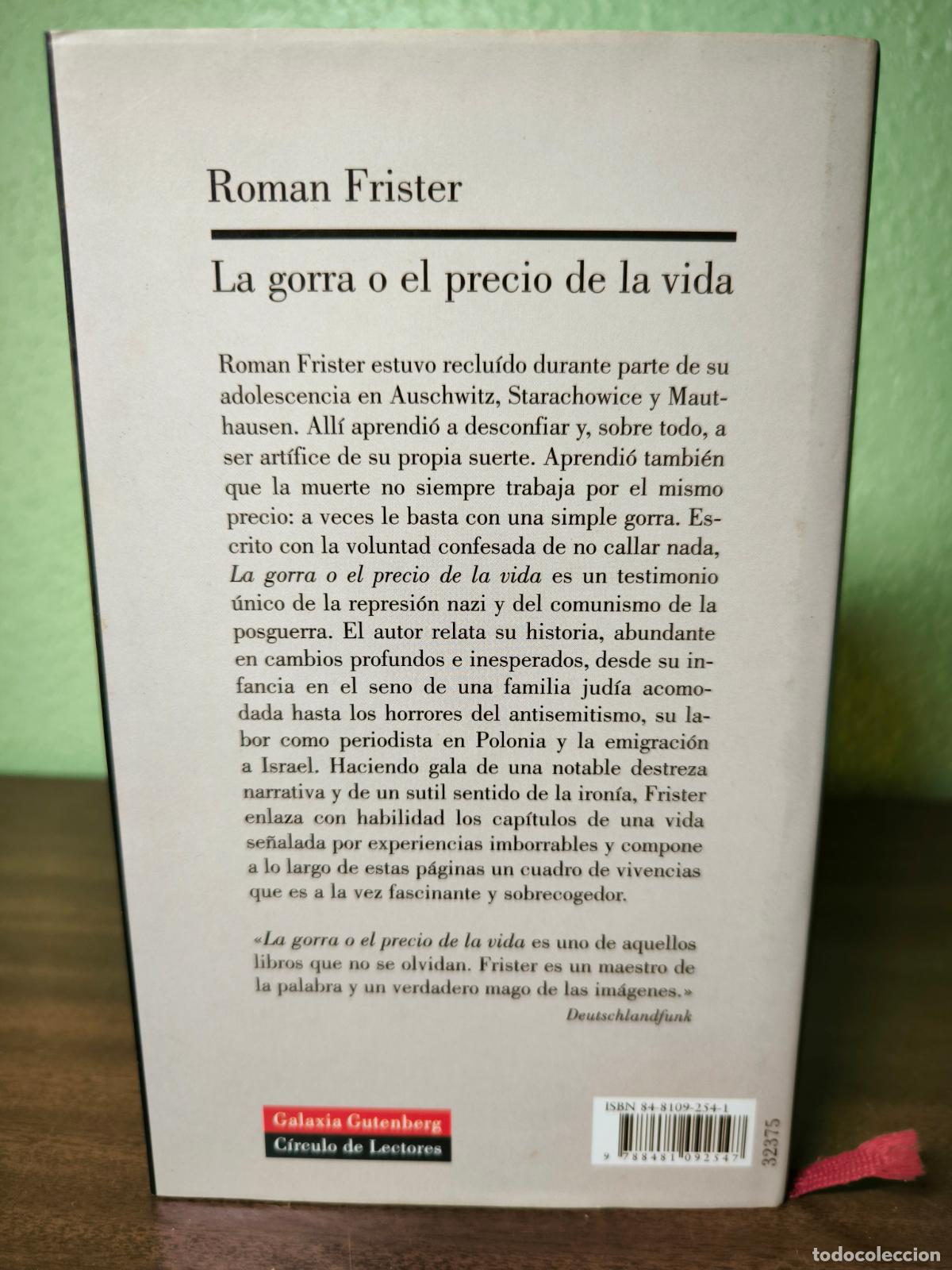 Libros: La gorra o el precio de la vida - Roman Frister - Foto 2