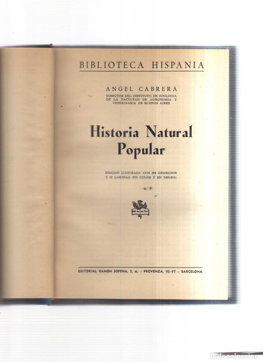 Libros: HISTORIA NATURAL POPULAR ANGEL CABRERA - Foto 2