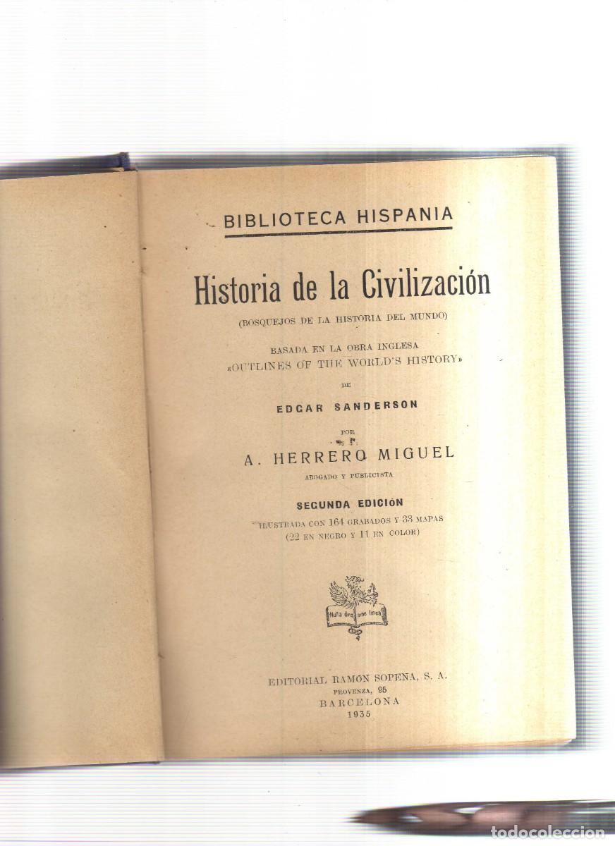 Libros: HISTORIA DE LA CIVIZACION BIBLIOTECA HISPANIA - Foto 2