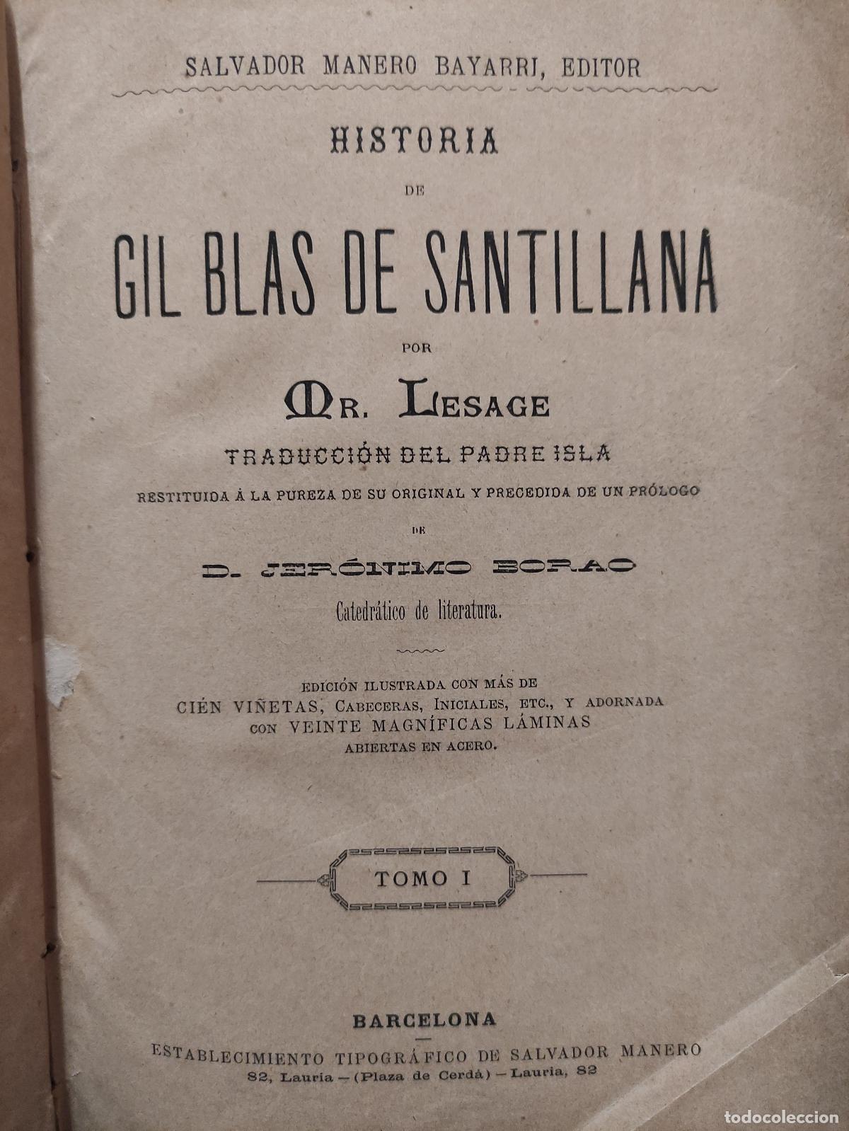 Libros: HISTORIA DE GIL BLAS DE SANTILLANA - 2 TOMOS - LESAGE - Foto 2
