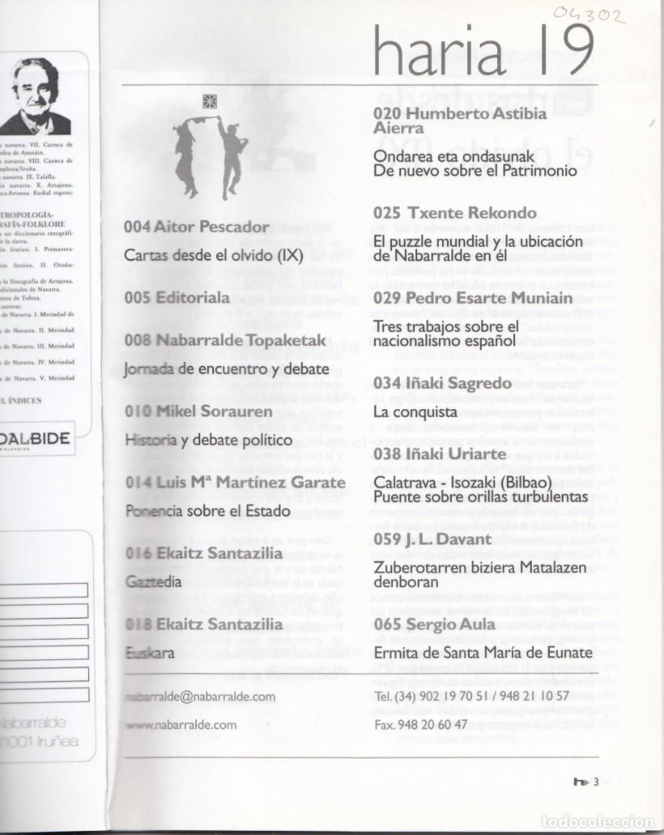 Libros: HARIA N&ordm; 19. NABARRALDE. VER &Iacute;NDICE. ADK - Foto 1