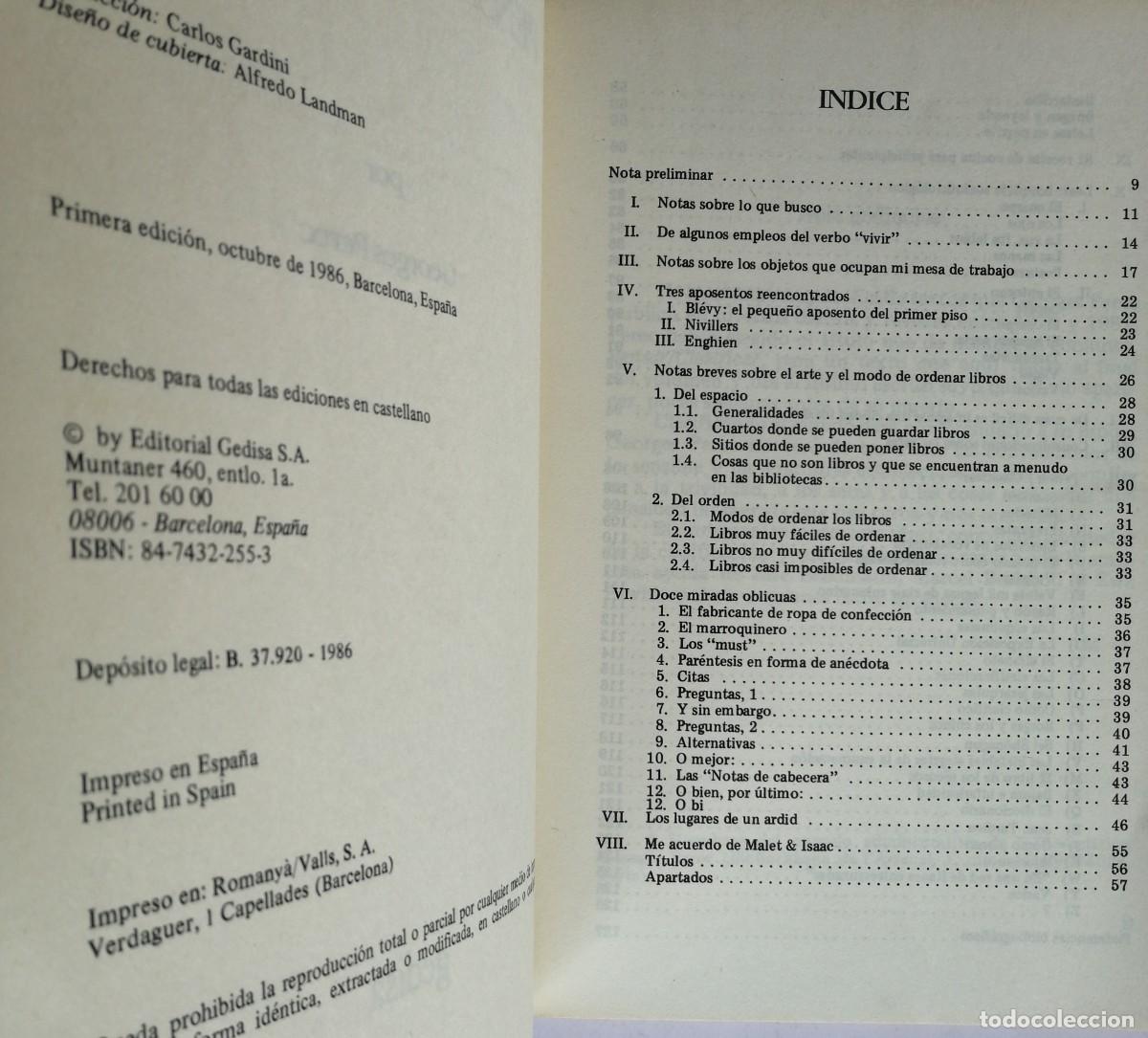 Libros: PENSAR CLASIFICAR, GEORGES PEREC, GEDISA - Foto 3
