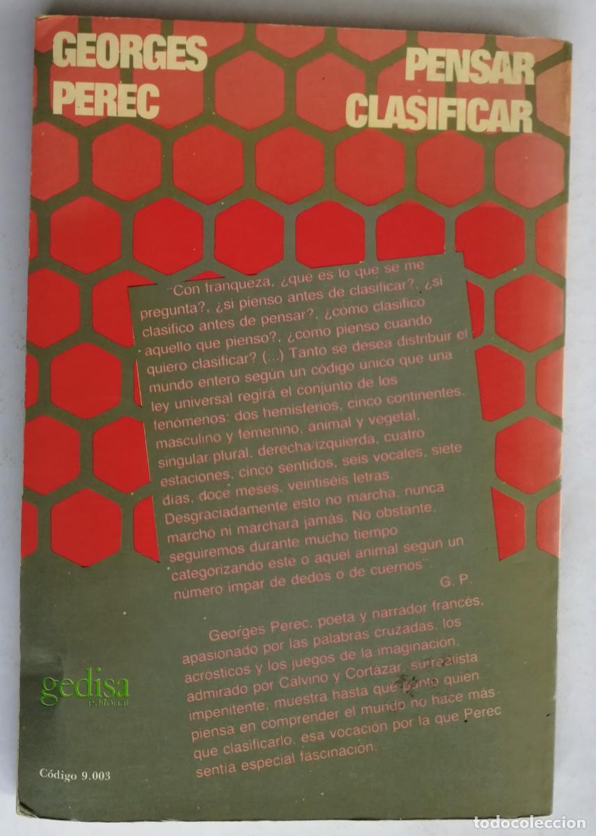Libros: PENSAR CLASIFICAR, GEORGES PEREC, GEDISA - Foto 4