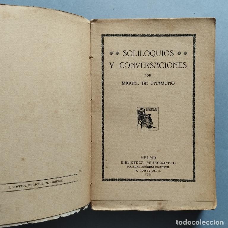 Libros: SOLILOQUIOS Y CONVERSACIONES por... - UNAMUNO, Miguel de. - Foto 2