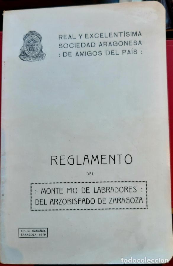 Libri di seconda mano: REGLAMENTO DEL MONTE PIO DE LABRADORES DEL ARZOBISPADO DE ZARAGOZA - Real y Excma. Sociedad Aragones