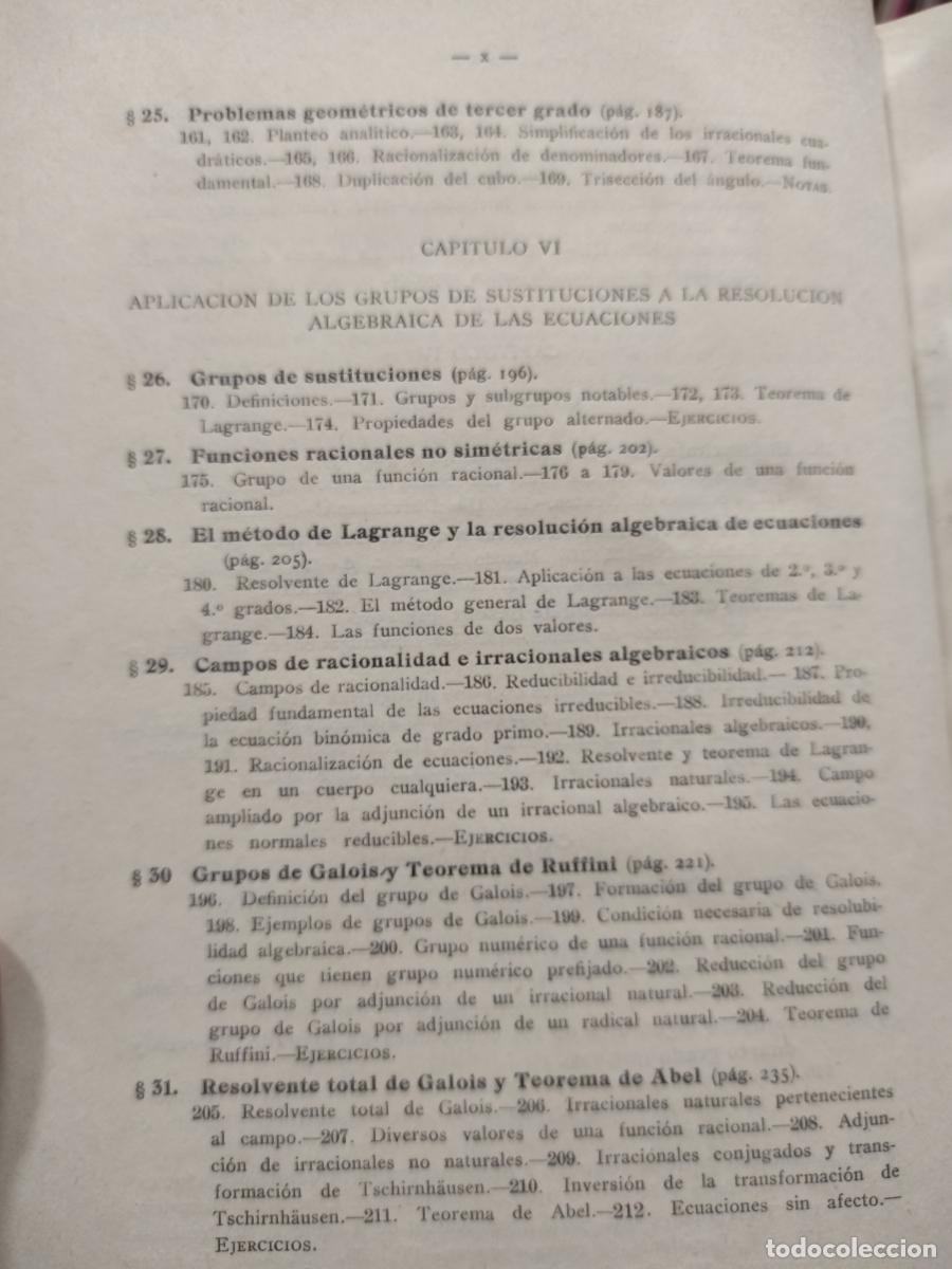 Libros: LECCIONES DE &Aacute;LGEBRA - J. Rey Pastor - Foto 6