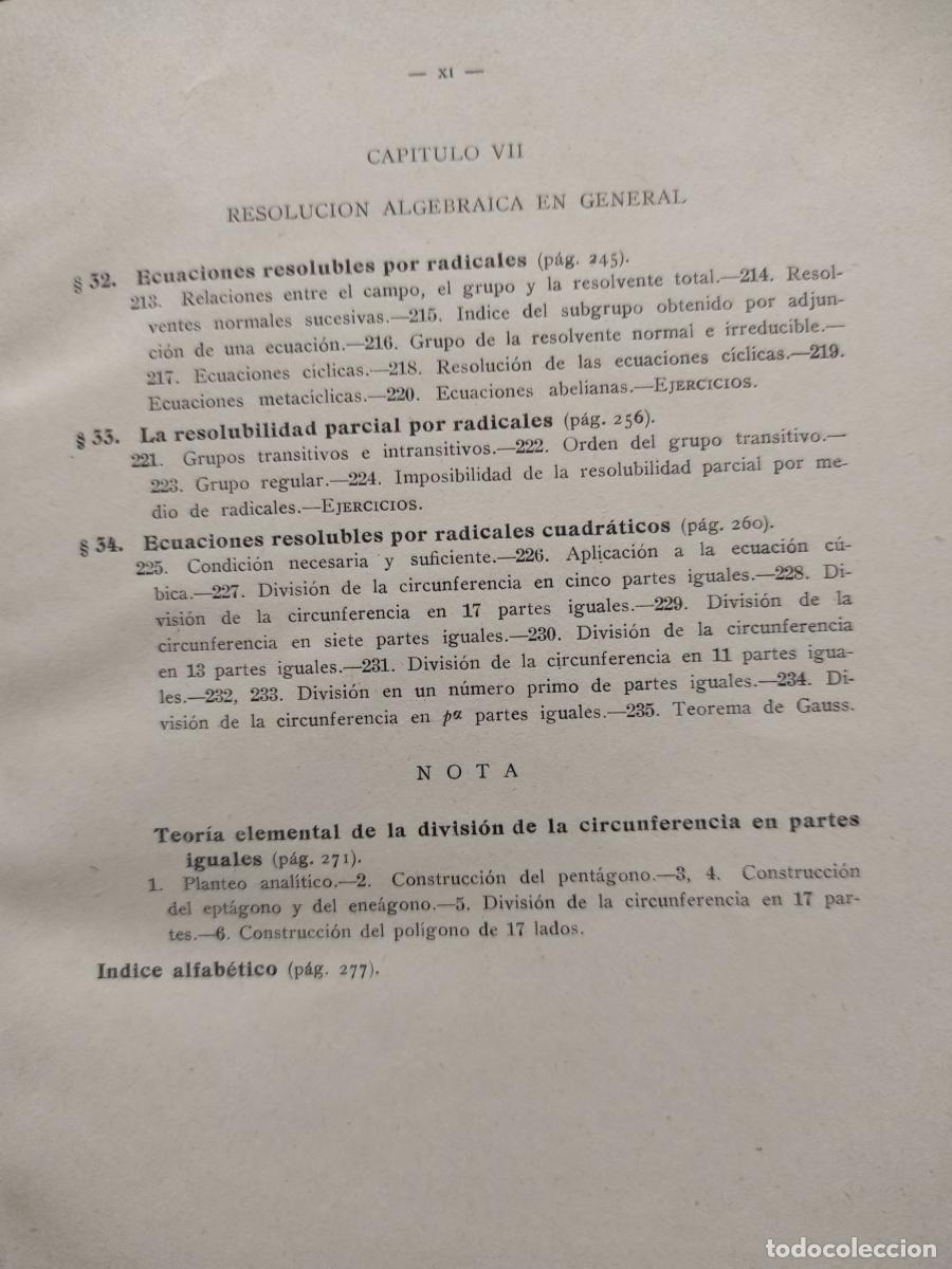 Libros: LECCIONES DE &Aacute;LGEBRA - J. Rey Pastor - Foto 7