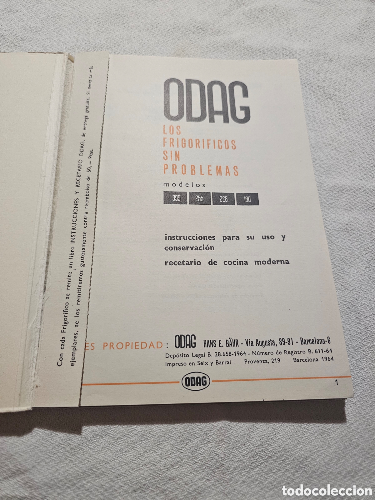Libros: INSTRUCCIONES Y RECETARIO ODAG - Foto 2