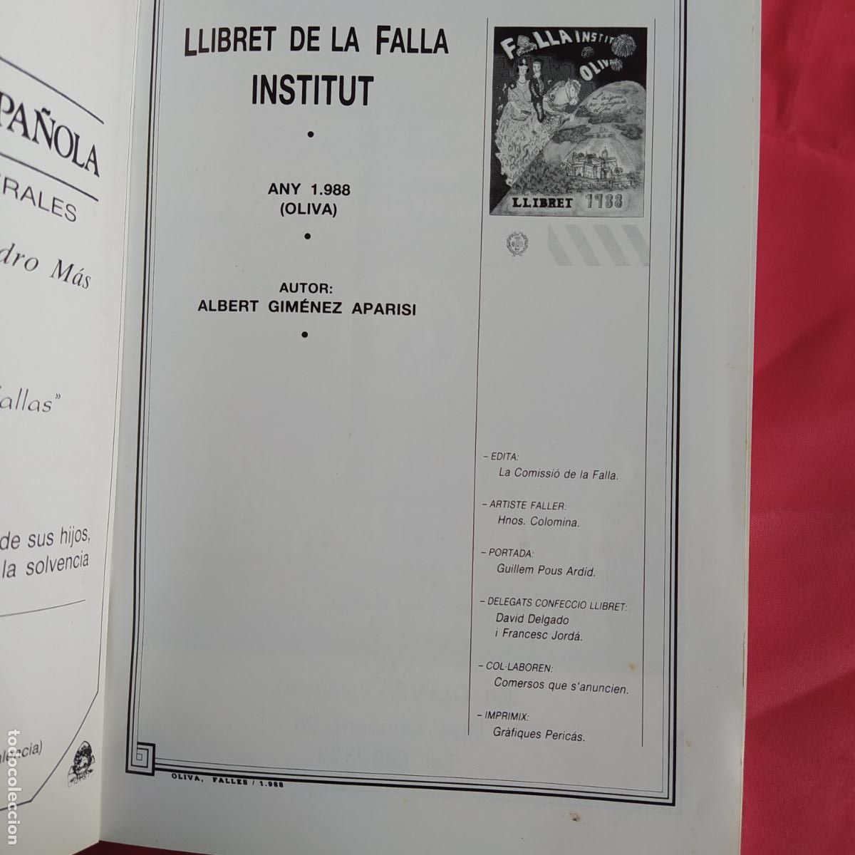 Libros: Falla institut Oliva Llibret 1988 REV.951 Valenciano - Foto 4