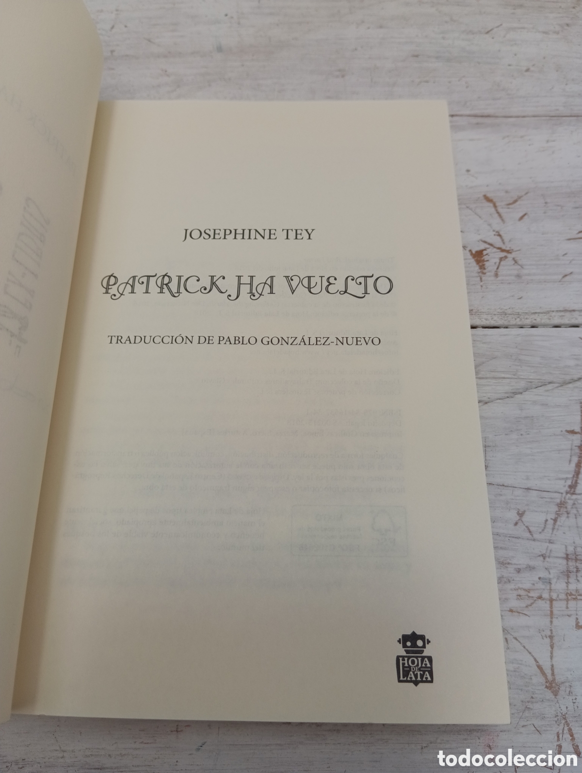 Libros: LIBRO PATRICK HA VUELTO. JOSEPHINE TEY. - Foto 3