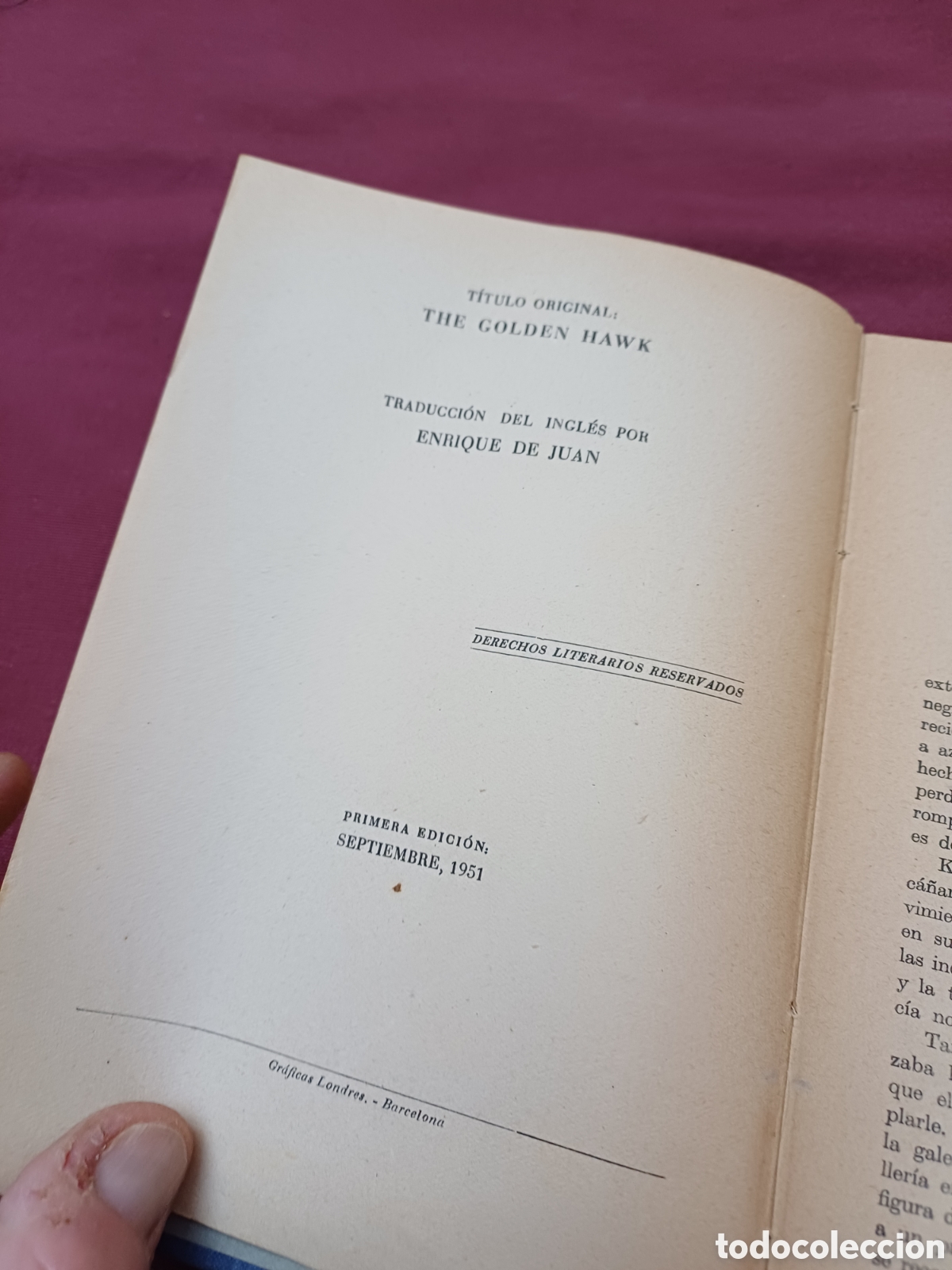 Libros: LIBRO, EL HALC&Oacute;N DE ORO, ED. PLANETA, PRIMTA EDICI&Oacute;N 1951 - Foto 6