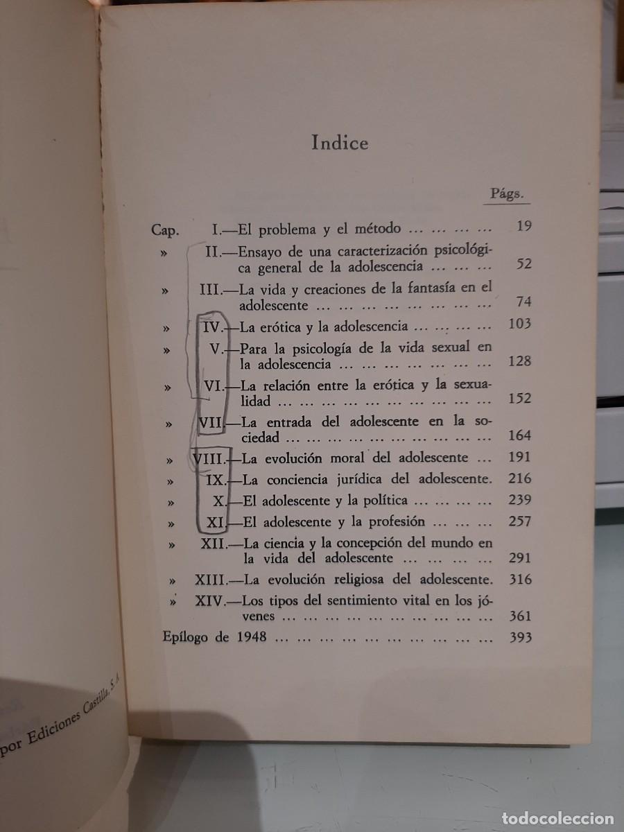 Libros: Eduardo Spranger. Psicolog&iacute;a de la edad juvenil. 10 ed. - Foto 2