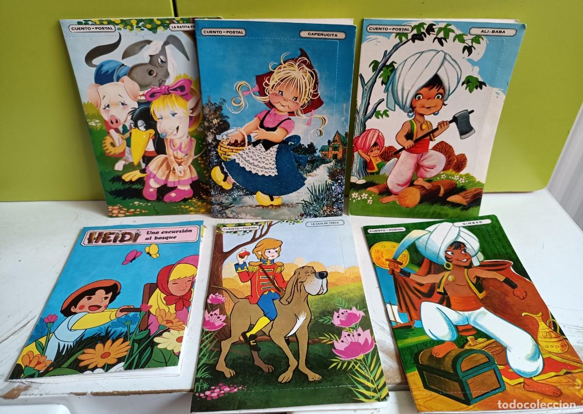 Libros: LOTE DE 4 CUENTOS POSTALES ratita, caperucita, heidi, caja de yesca ,simbad, ali-baba