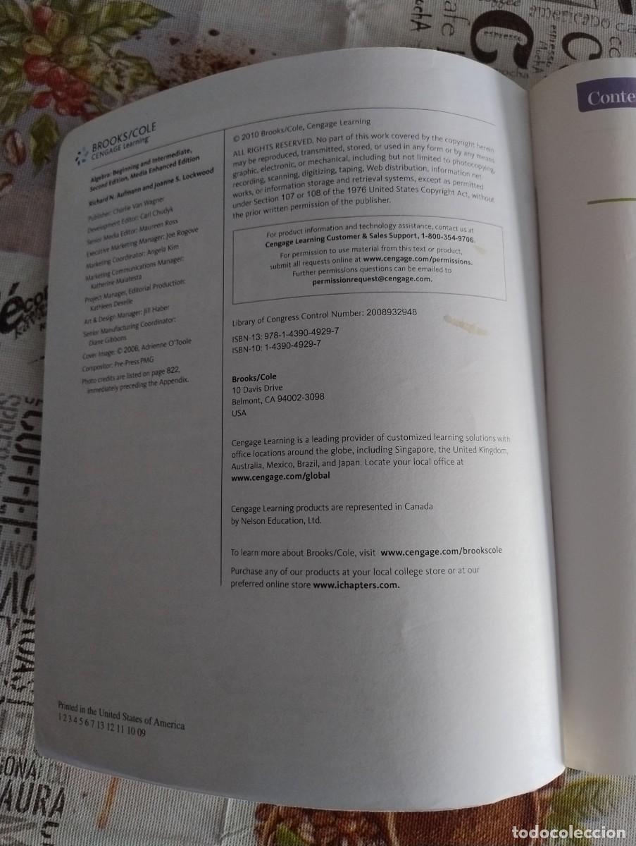 Libros: ALGEBRA: BEGINNING AND INTERMEDIATE 2ND EDITION MEDIA ENHANCED EDITION - AUFMANN & LOCKWOOD - Foto 2