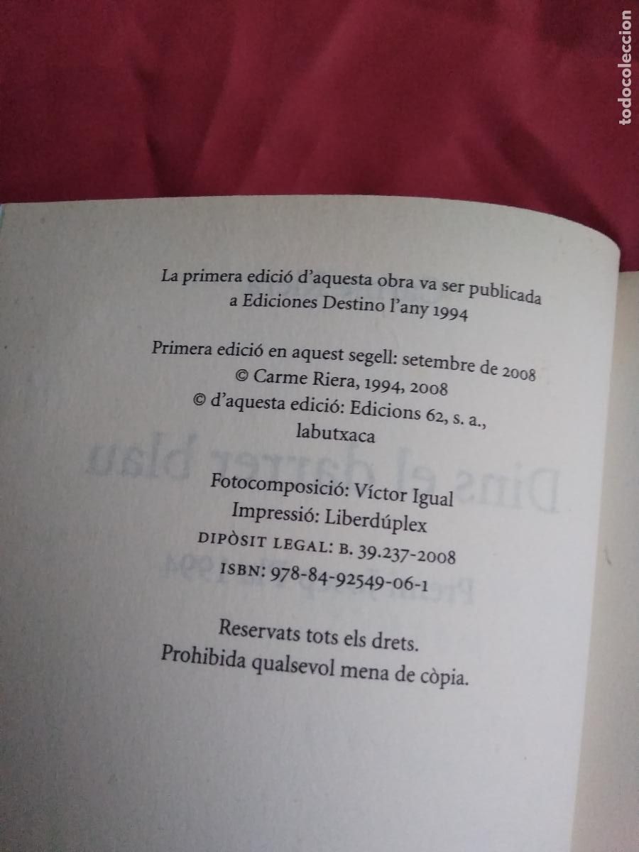Libros: Dins el darrer blua Carme Riera L.16184-1535 - Foto 2