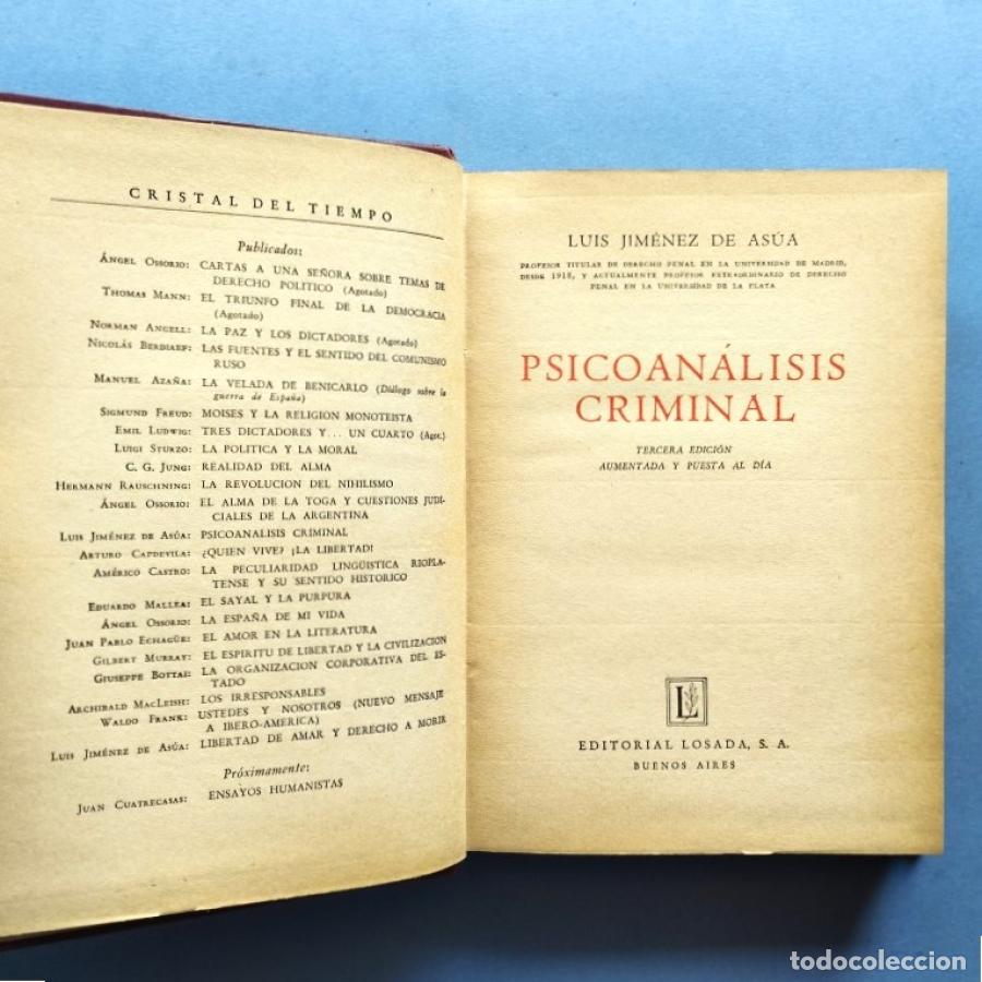 Libros: Psicoan&aacute;lisis Criminal. - Jim&eacute;nez de As&uacute;a, Luis. - Foto 2