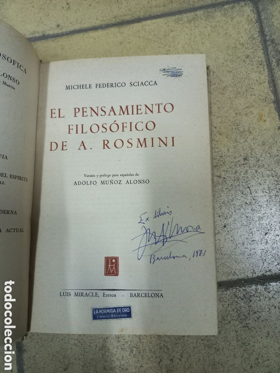 Libros: EL PENSAMIENTO FILOS&Oacute;FICO DE ROSMINI - M.F. Sciacca - Foto 3