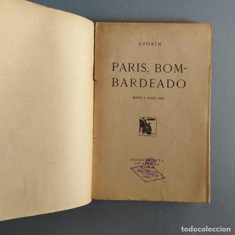 Libros: PARIS BOMBARDEADO. Mayo y Junio 1918. - AZORIN. - Foto 2