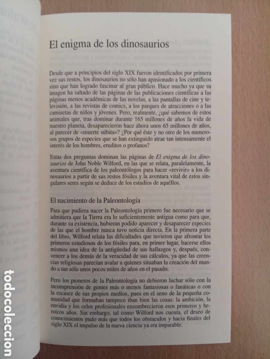 Libros: EL ENIGMA DE LOS DINOSAURIOS. J.N. Wilford - Foto 8
