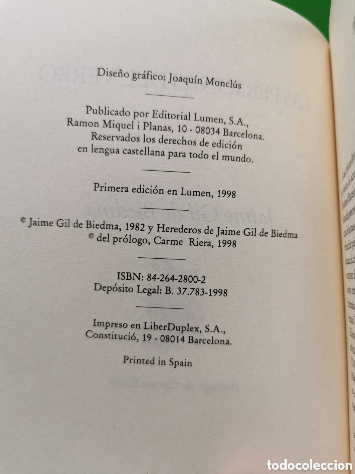 Libros: JAIME GIL DE BIEDMA . LAS PERSONAS DEL VERBO . LUMEN - Foto 3