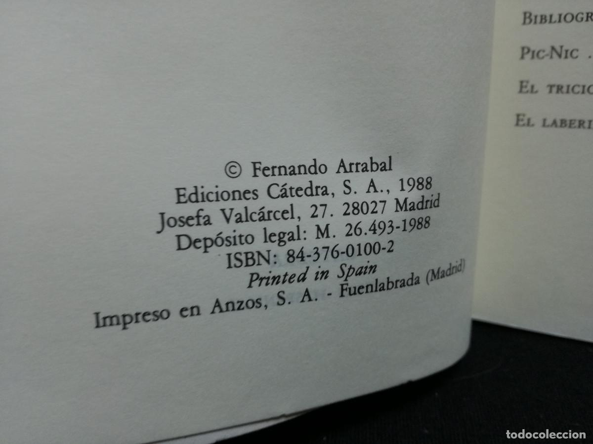 Libros: LIBRO - PICNIC EL TRICICLO EL LABERINTO - FERNANDO ARRABAL - CATEDRA - Foto 2