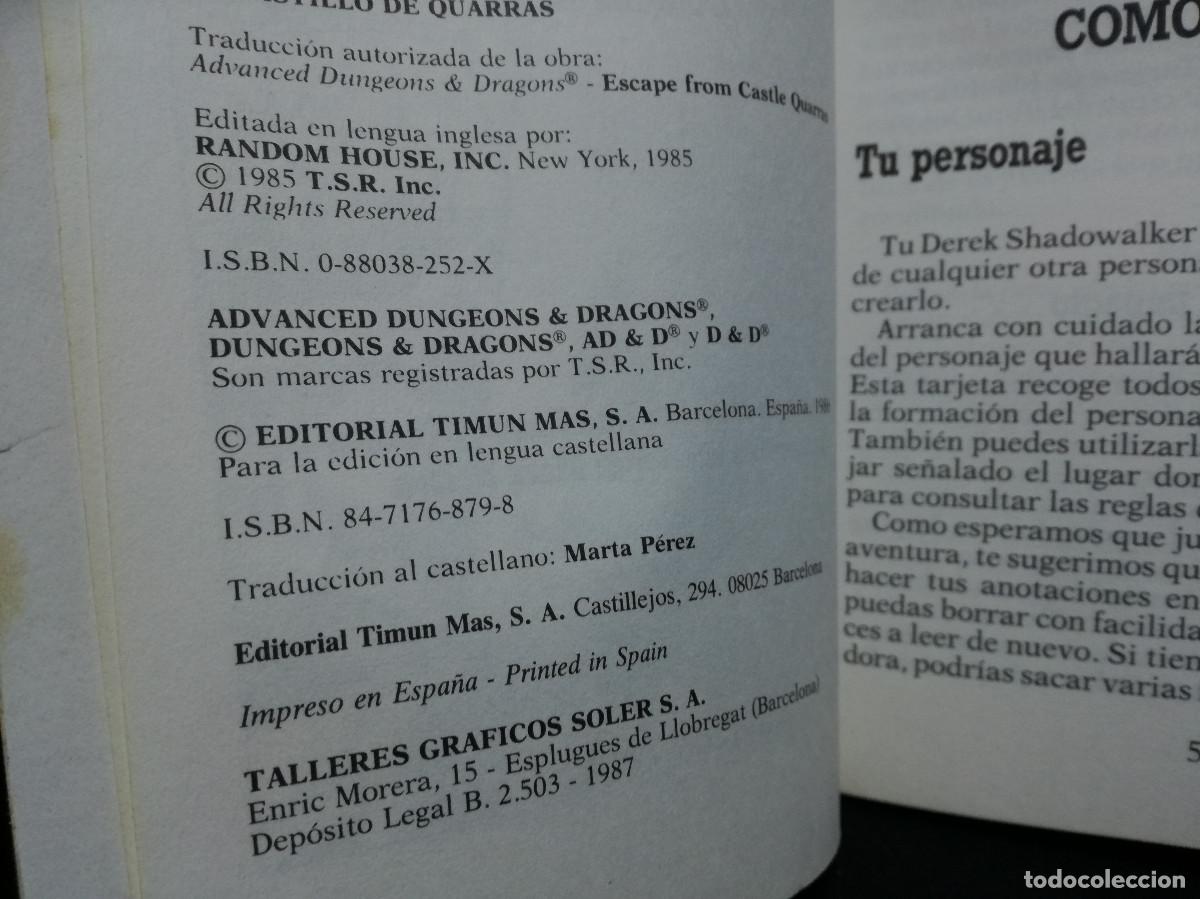 Libros: LIBRO - EL CASTILLO DE QUARRAS - DOUGLAS NILES - ADVANCED DUNGEONS & DRAGONS N&ordm;2 - TIMUN MAS - Foto 2