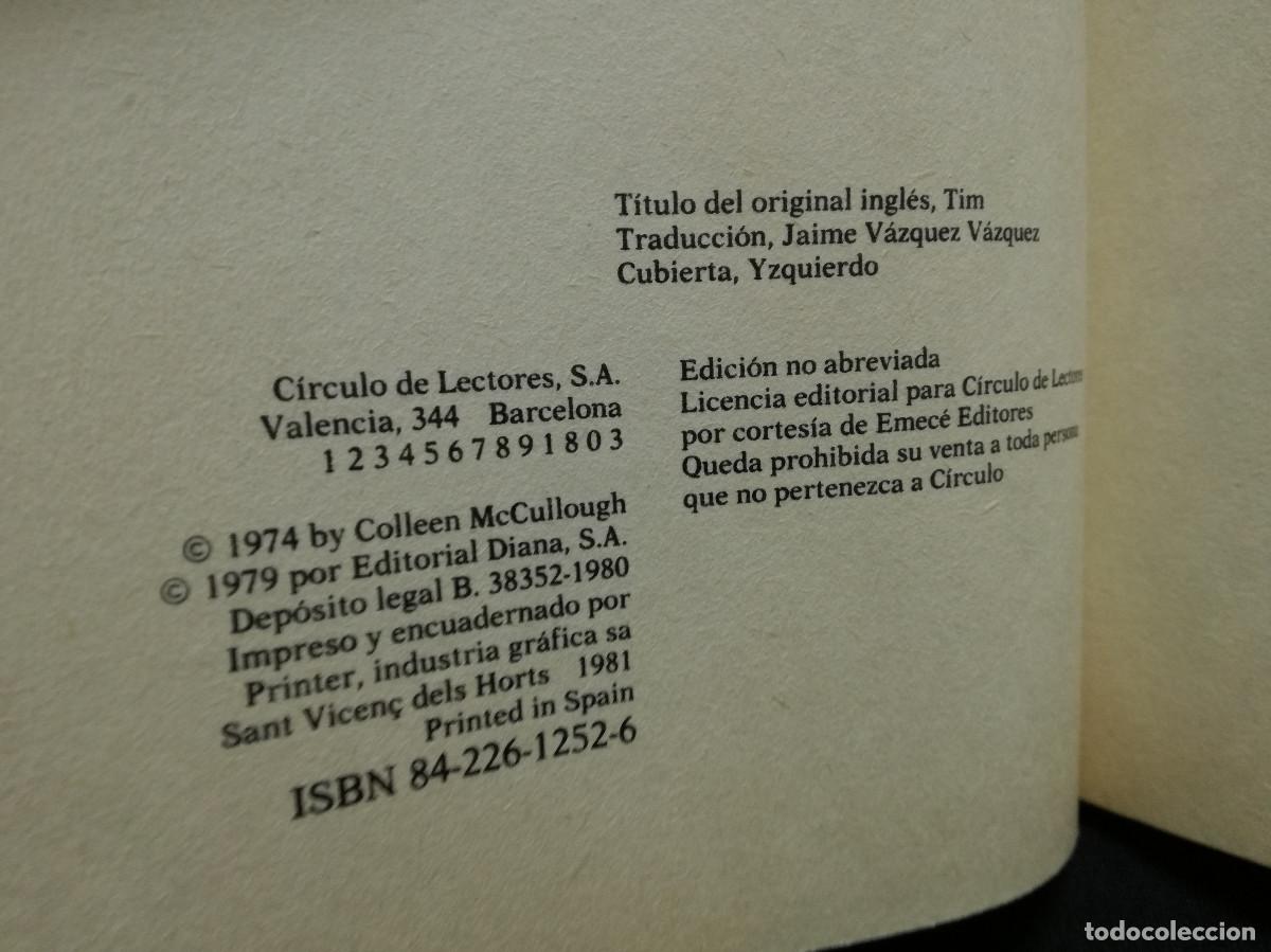 Libros: LIBRO - TIM - COLLEN MC CULLOUNG - CIRCULO - Foto 2