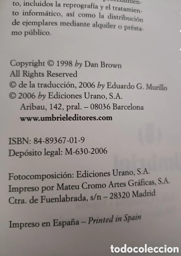 Libros: Libro La Fortaleza Infernal -Dan Brown- Ediciones Urano, Umbriel Editores - Foto 4
