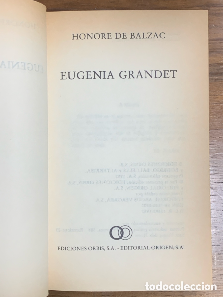 Libros: Honore de Balzac, Eugenia Grandet - Orbis 1982 - Foto 2