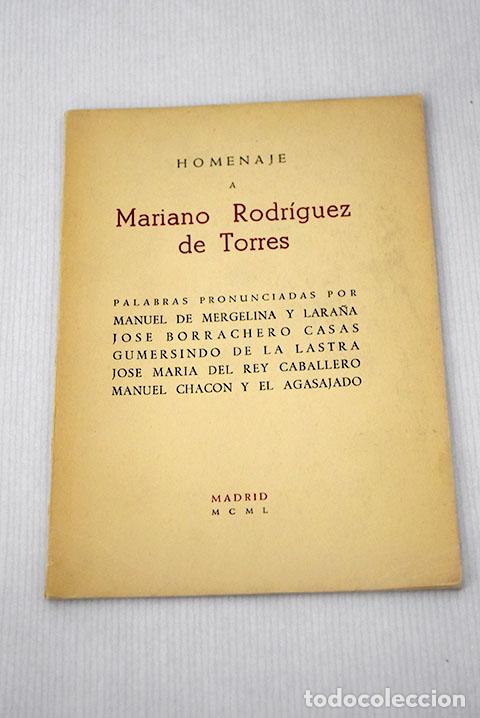 Libros: Homenaje a Mariano Rodr&iacute;guez de Torres - Foto 1
