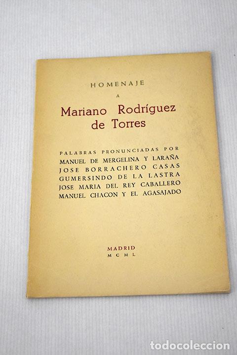 Libros: Homenaje a Mariano Rodr&iacute;guez de Torres - Foto 1