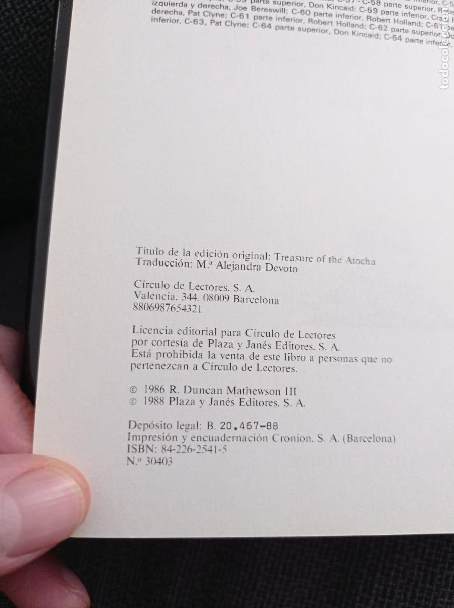 Libros: Libro El tesoro del Atocha. R. Duncan Mathewson III. C&iacute;rculo de lectores 1988. - Foto 6