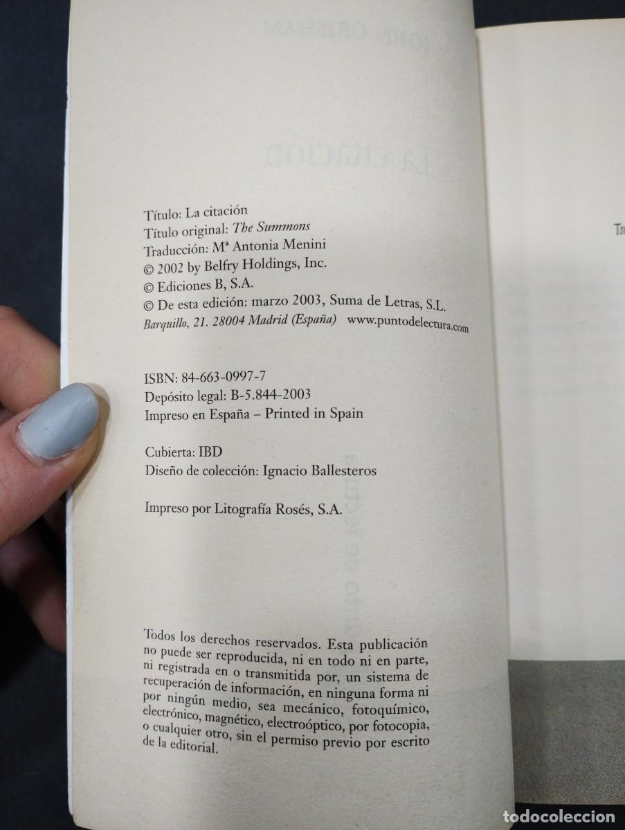 Libros: LA CITACION. - GRISHAM John. - Foto 2