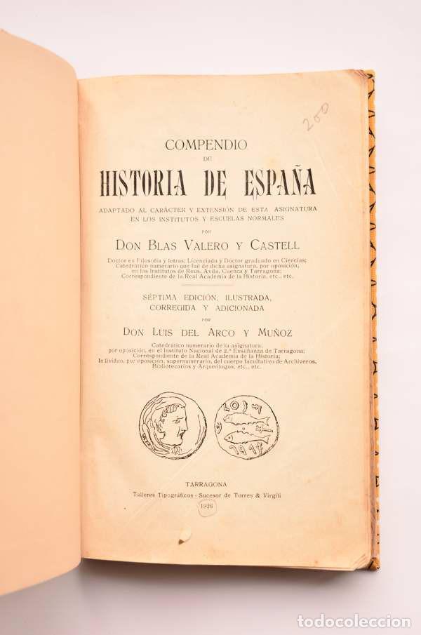 Libros: Compendio de Historia de Espa&ntilde;a - VALERO Y CASTELL, Blas - Foto 2