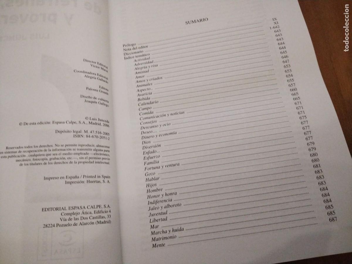 Libros: AMF-0D/ DICCIONARIO DE REFRANES, DICHOS Y PROVERBIOS - LUIS JUNCEDA / ESPASA - Foto 5
