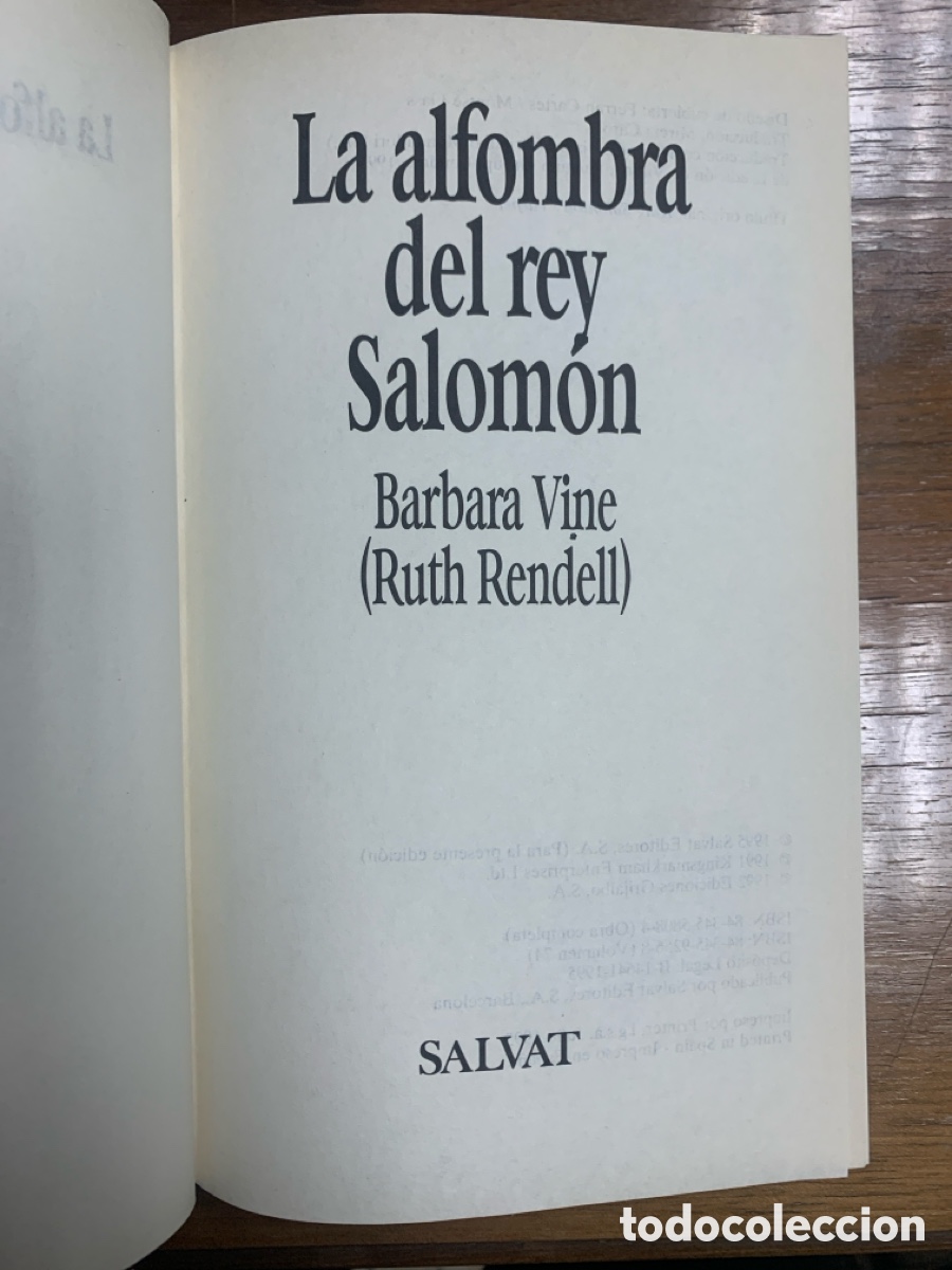 Libros: La Alfombra Del Rey, Barbara Vine - SALVAT 1995 - Foto 2