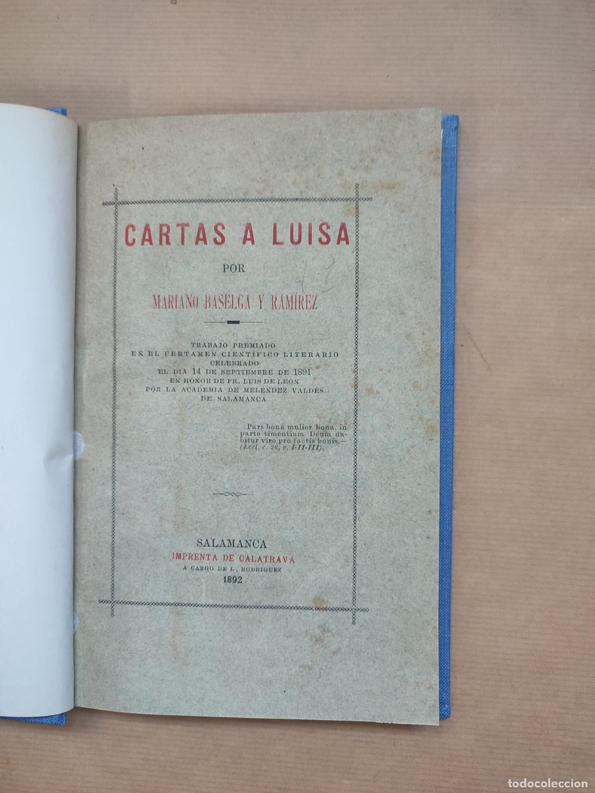 Libros: CARTAS A LUISA . - &rdquo;Baselga y Ramirez, Mariano .&rdquo; - Foto 1