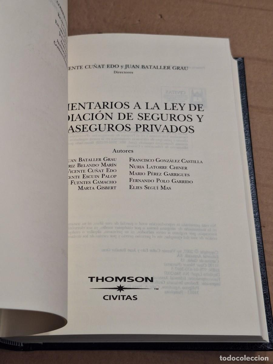 Libros: COMENTARIOS A LA LEY DE MEDIACION DE SEGUROS Y REASEGUROS PRIVADOS - CU&Ntilde;AT EDO, Vicente - BATALLER - Foto 8