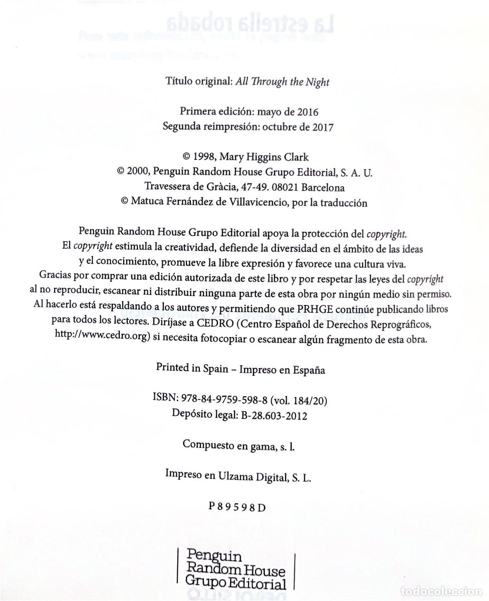 Libros: FT0793. Libro: La estrella robada. Autor: Mary Higgins Clark - Foto 2
