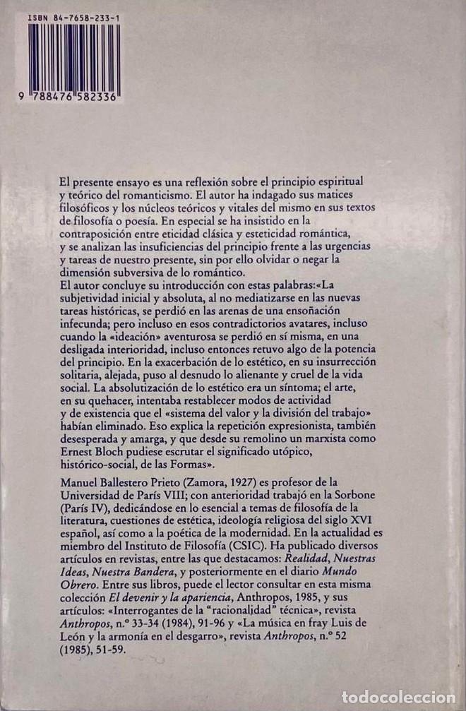 Libros: EL PRINCIPIO ROM&Aacute;NTICO - Manuel Ballestero - Foto 2